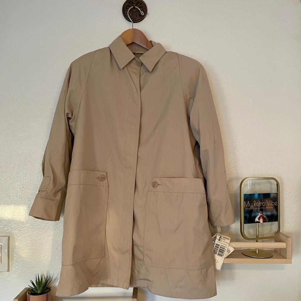 London Fog Myla Topper Trench Coat Beige Faux Fur Zip Out Lining Womens 8 Petite